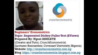 (EViews10):Augmented Dickey-Fuller Test, Stationarity 