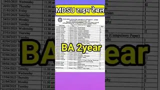 mdsu time table 2025 | mdsu ba 2nd year time table | 