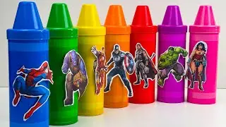 MARVEL AVENGERS CRAYON Surprise Iron Man Hulk Captain America with Rainbow Beads ASMR