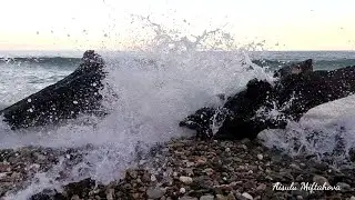 Вечер, Байкал штормит.Прибойные волны.