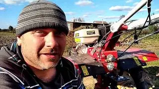 Plowing a vegetable garden with a Shtenli 1900 pro walk-behind tractor with low gear