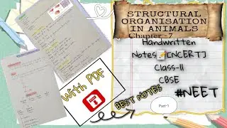 Biology Chapter-7 STRUCTURAL ORGANISATION IN ANIMALS Class-11 Best Handwritten Notes(PDF) NCERT NEET
