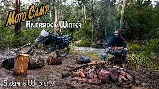 Solo Motorcycle Camping Riverside In Winter | Silent Vlog