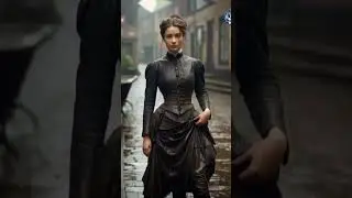 1880s wetlook victorian dress