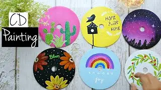 6 CD Painting | CD Painting Ideas | Painting CDs | Easy | How to paint on a old CD