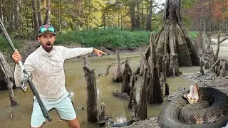 Fishing the DEADLY Snake Infested Creek of the DRAINING LAKE... It Was LOADED!!!