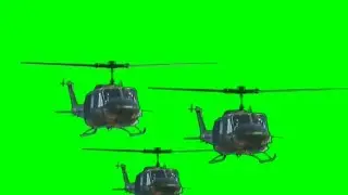 HUEY HELICOPTERS IN ATTACK FORMATION HD LONGER VERSION - green screen