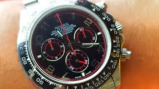 Koleksi R01e× Daytona Cosmograph timer stop watch automatic (Varian Muka Hitam dan Jarum Merah)
