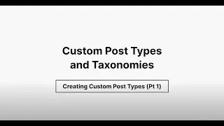 Custom Post Types and Taxonomies - Creating custom post types Pt 1