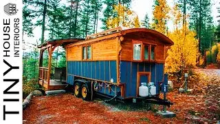 The Most Colorful Blue Gypsy Wagon with Queen-Size Bed