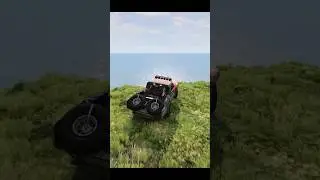 BeamNG.drive - Pushing a car off The Cliff