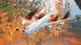 REALISTIC EMERGENCY PLANE LANDING AMONG THE TREES - Airplane Crash in BRICK RIGS