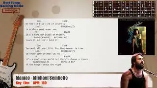 🎸 Maniac - Michael Sembello Guitar Backing Track with chords and lyrics
