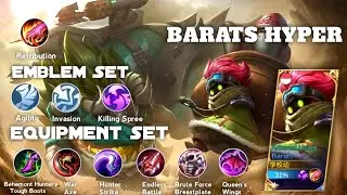 BARATS HYPER WITH BUILD RECOMMENDATION‼️BEST BUILD+TALENT+EMBLEM BARATS HYPER 2022 . MOBILE LEGENDS
