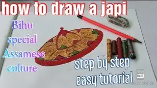 japi drawing step by step #assamesebihu #assameseculture #japi