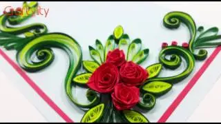 DIY Paper Quilling Flowers Cards Tutorial Art: How to make Paper Quilling Rose Flower Card Ideas
