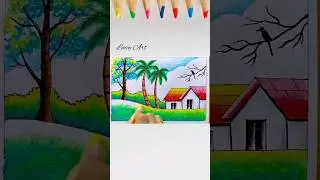 Scenery Drawing|| Simple Landscape Drawing|| Easy Scenery Drawing