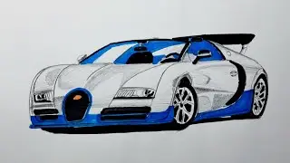 How to draw Bugatti Veron (Time-lapse)