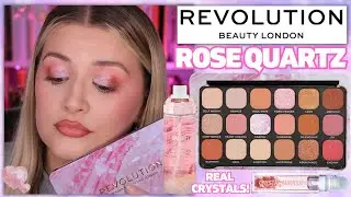 REVOLUTION ROSE QUARTZ CRYSTAL AURA FOREVER FLAWLESS PALETTE, LIP OIL & SETTING SPRAY REVIEW!