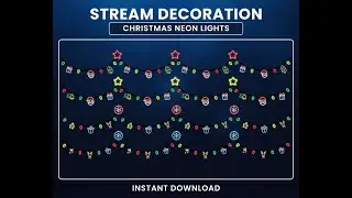 Animated Christmas Neon Stream Overlay – Garland Edition for Streamlabs & Twitch