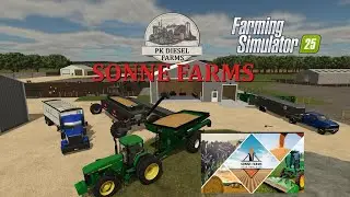 NEW MAP SONNE FARMS FS25 TOUR NEXAT COMBINE 8000 SERIES JD TRACTOR PARKER GRAVITY WAGON