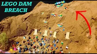 Lego Sand Dam Breach vs 100 Minifigures Experiment