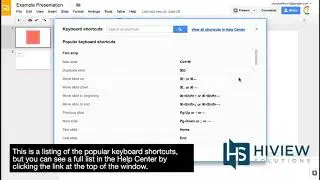 How to use keyboard shortcuts in Slides