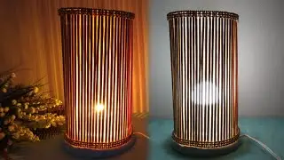 Como fazer uma LUMINÁRIA de PALITO DE CHURRASCO  - Artesanato com Palito de Churrasco