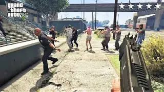 GTA 5 - Trevor And His Redneck Army VS Martin Madrazo's Gang + Five Star Cop Battle