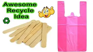 Great Recycling with Plastic Carry Bags and Popsicle Sticks - Home Decor Idea - Make and Sell