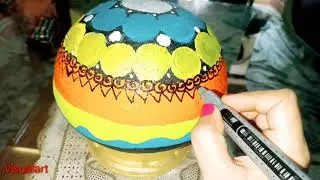 Matka painted,dot and different lines,how to create designs on matkaa💯🖌