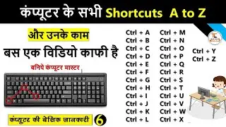 Computer a to z shortcut keys | Ctrl A to Z shortcut keys | CTRL Shortcut Keys of Computer in Hindi