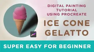 EASY TUTORIAL PROCREATE - How To Draw Ice Cream Cone Step By Step | You Can Do It🍦
