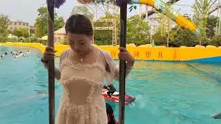 Flyboard is fun 😙 at waterpark 🤗✌️ Girl is like flying on water