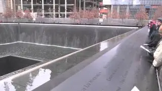 9/11 Memorial Fountains New York. World Trade Towers Memorial at Ground Zero