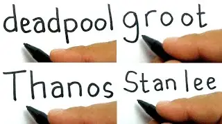 compilation marvel  , how to turn words DEADPOOL , GROOT , THANOS , STANLEE into cartoon