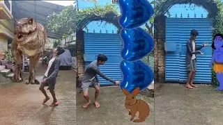 dinosaur attack, rabbit wala cartoon, jai shree ram🙏🙏 #vfx #3d #cartoon #kinemasterediting