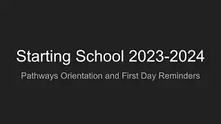 Starting the School Year