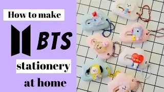 DIY Homemade BTS Stationery 💜 / BTS Stationery at home / how to make bts Stationery