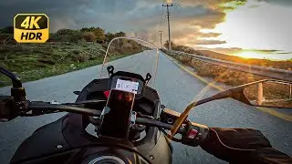 TRANSALP XL750 - İş Çıkışı Gün Batımı Sürüşü - Bodrum - POV - RAW Sound - 4K - HDR