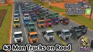 Fs18, 48 Man Trucks on Road in Farming Simulator 18 