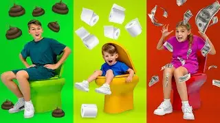Triple Color Toilet Challenge with Vania Mania Kids!