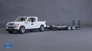 Ford F-150 Lariat and Appalachian wood deck car trailer in LEGO [MOC] version