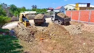 Full Videos, Heavy equipment​ Machinery, Bulldozer KOMATSU D31PX, Filling Up The Land, Dump Truck
