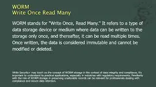 WORM - Write Once Read Many