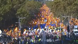 Manifestantes en Barcelona por la unidad de España