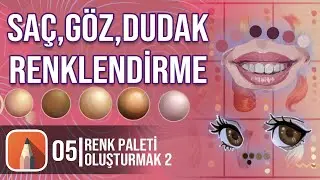SAÇ, GÖZ VE DUDAK ÇİZİMİNDE RENKLENDİRME VE RENK PALETİ - TELEFONDAN ÇİZİM - SKETCHBOOK