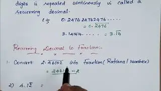 How to convert Recurring Decimal to Fraction    #shorts #aptitude #rrb #ssc #numbersystem