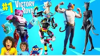 EPIC VICTORY ROYALE with The Cat's Family to Win Everything on FORTNITE ITA *invincible*