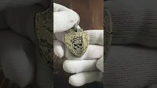 Адресник медальон ЧЕРЕП для собаки ручной работы | Handmade pet id tag, dogtag SKULL